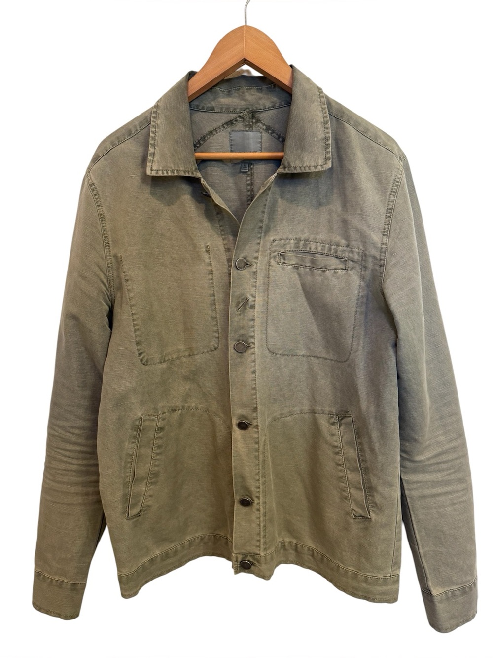 Michael Stars Men's Linen Canvas Shirt Jacket Green M